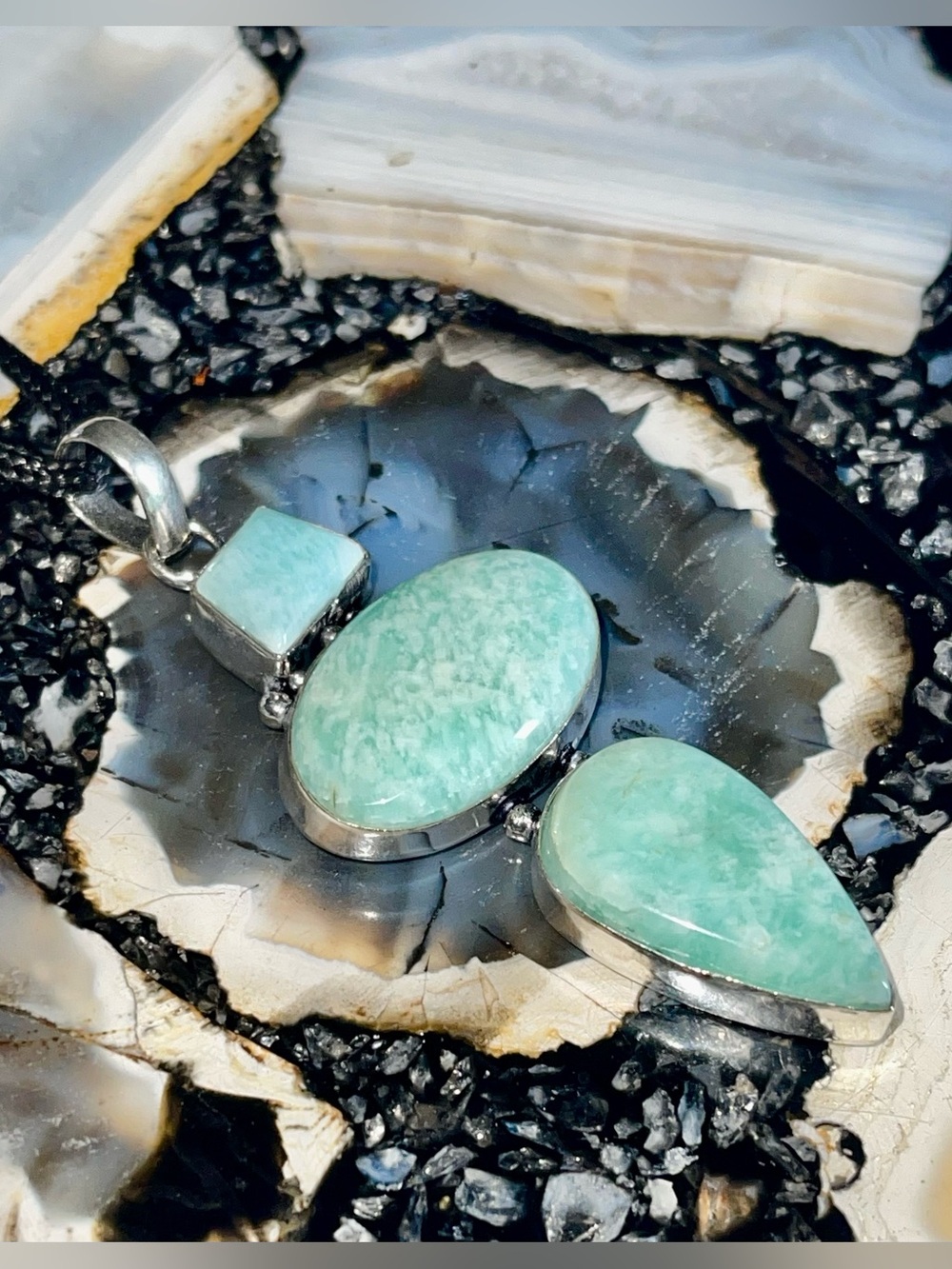 Green Amazonite Crystal Pendant 3 1/4” - Picture 13 of 17